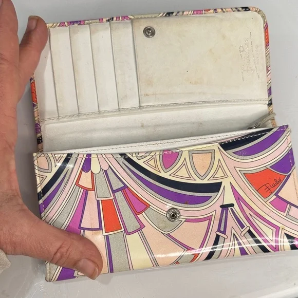 Rare Vintage Emilio Pucci Printed Leather Envelope Clutch Y2K Era | c 2003–2009 - Picture 6 of 12